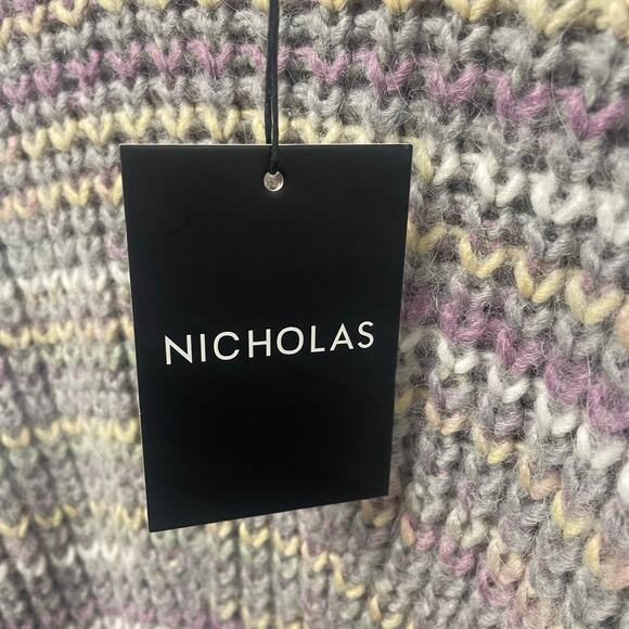 NWT Nicholas Maliya Sweater Purple Grey Multi Alpaca Wool Blend Knit Size Large - Picture 6 of 10